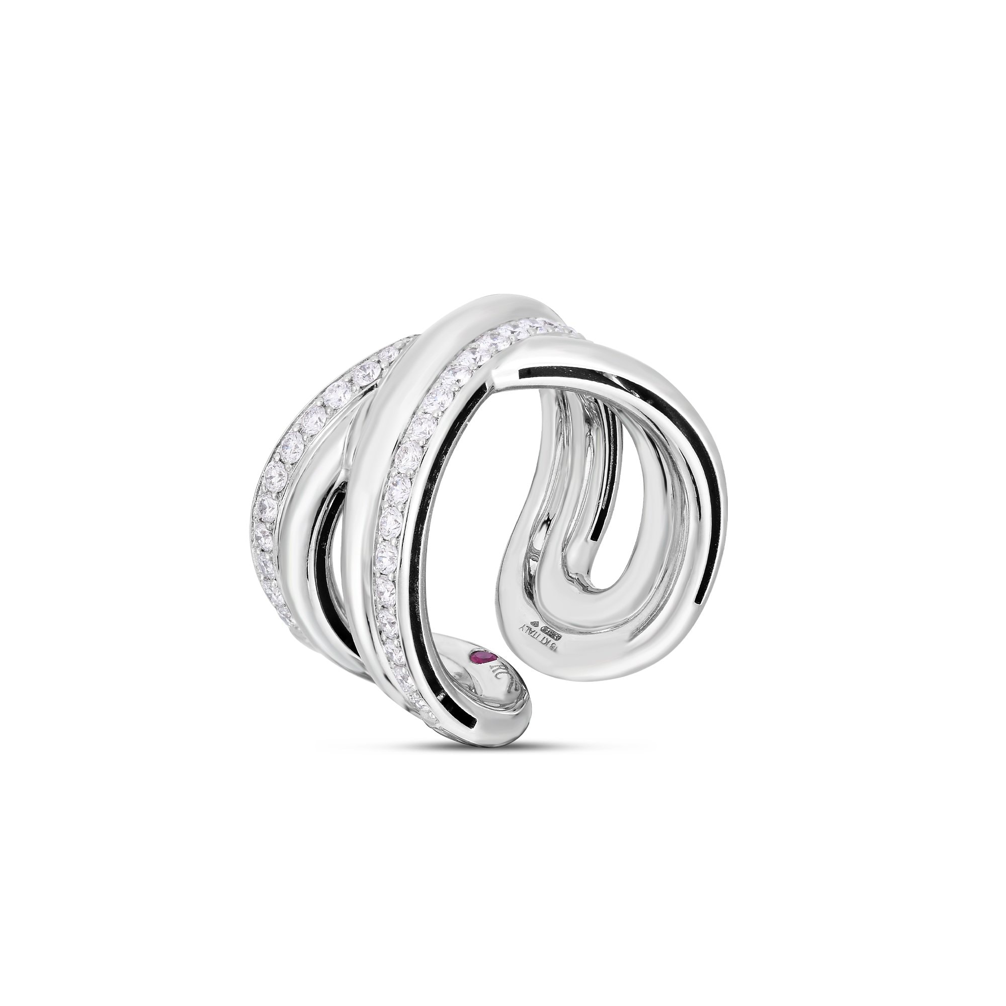 18K WHITE GOLD CIALOMA DIAMOND CROSSOVER RING Roberto Coin